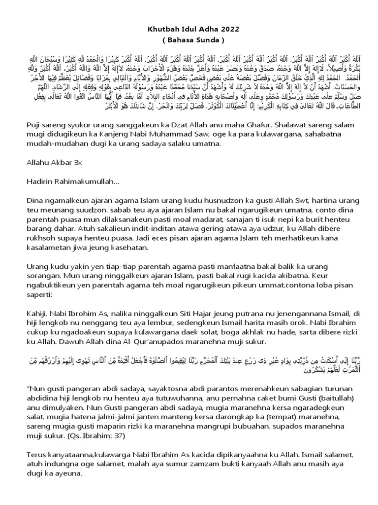 Khutbah Idul Adha 2022 PDF