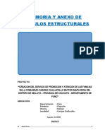 Memoria y anexo de cálculos estructurales para el servicio de promoción y atención de familias en Carique Challacollo