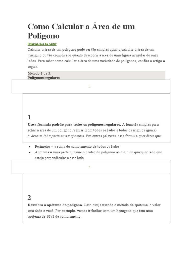 Como Calcular A Área de Um Polígono | PDF | Triângulo | Polígono
