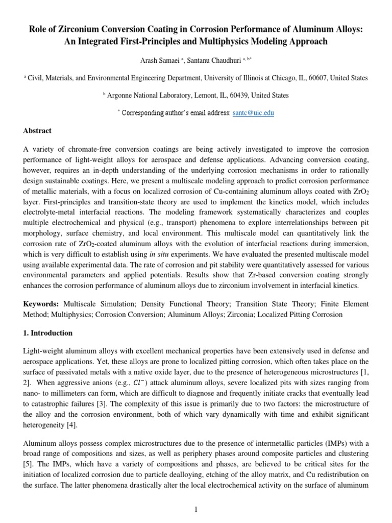 Role of Zirconium Conversion Coating in Corrosion Performance of