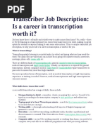 Transcriber Job Description