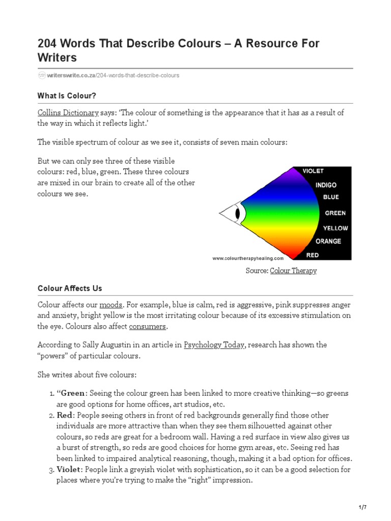 Color Descriptors for Writers | PDF | Color | Image Processing