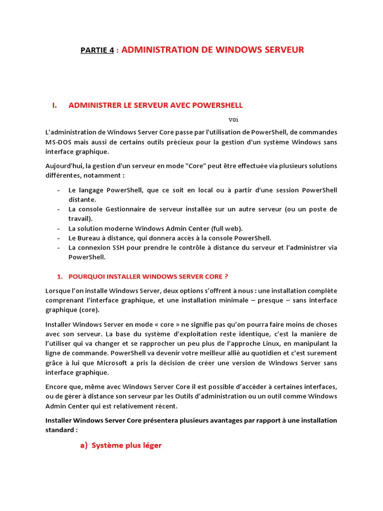 Administration de Windows Server Core avec PowerShell | PDF | Active ...