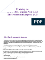 Training On ISO 14001, Clause No.: 6.1.2 Environmental Aspects (AI)