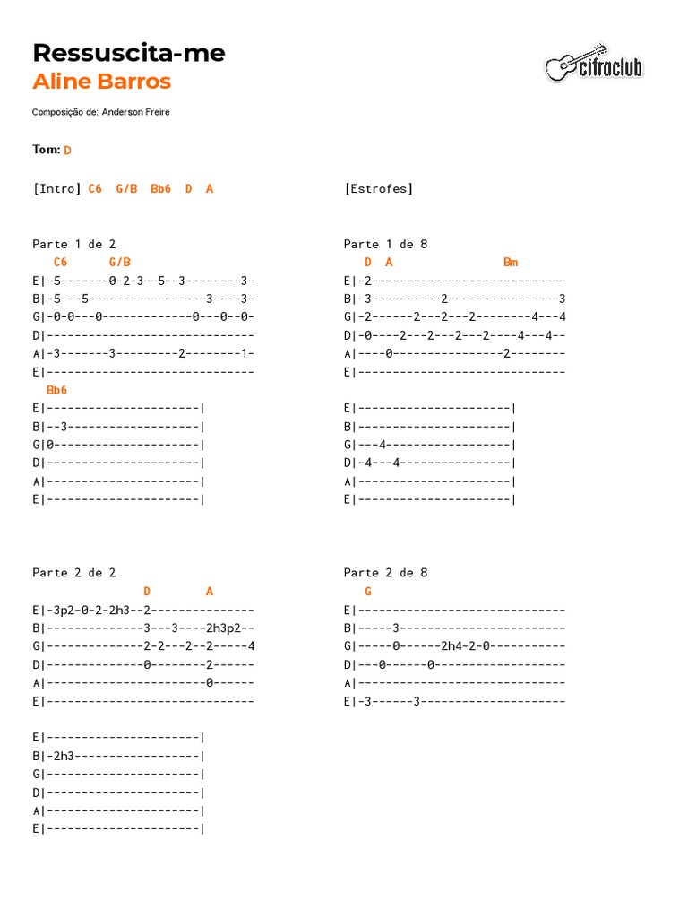 Cifra Club Aline Barros RessuscitaMe PDF