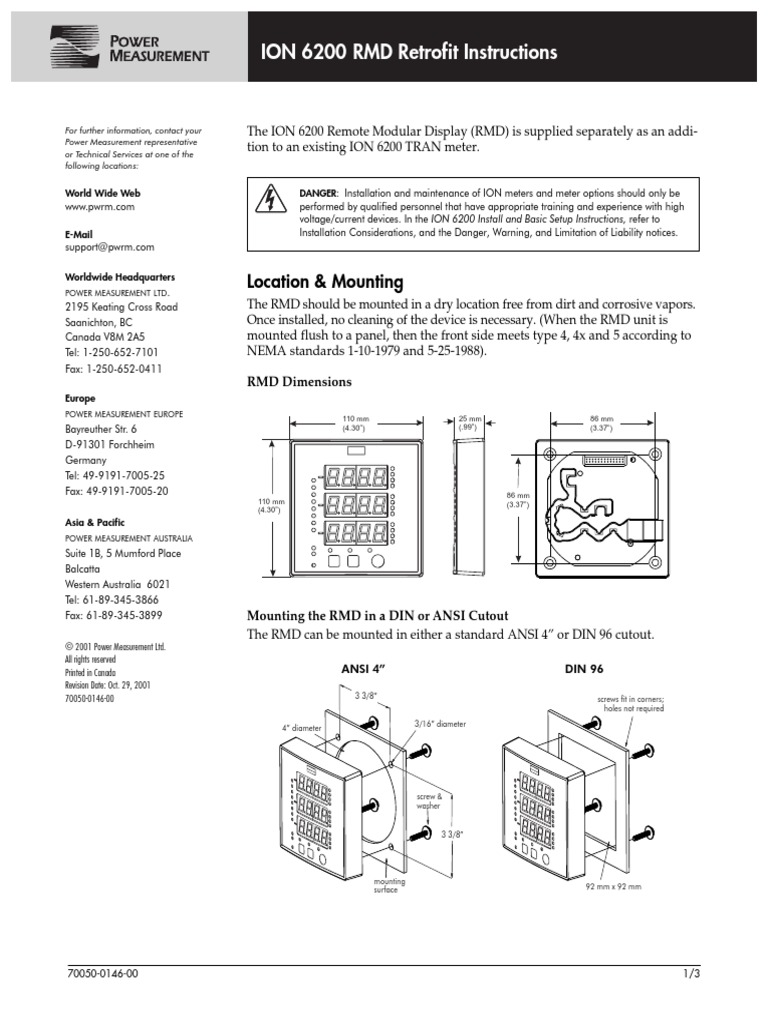 ION 6200 RMD Retrofit Instructions: Location & Mounting | PDF | Screw ...