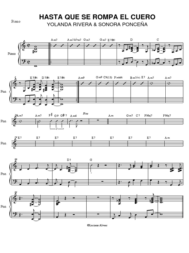 Hasta Que Se Rompa El Cuero - Piano | PDF