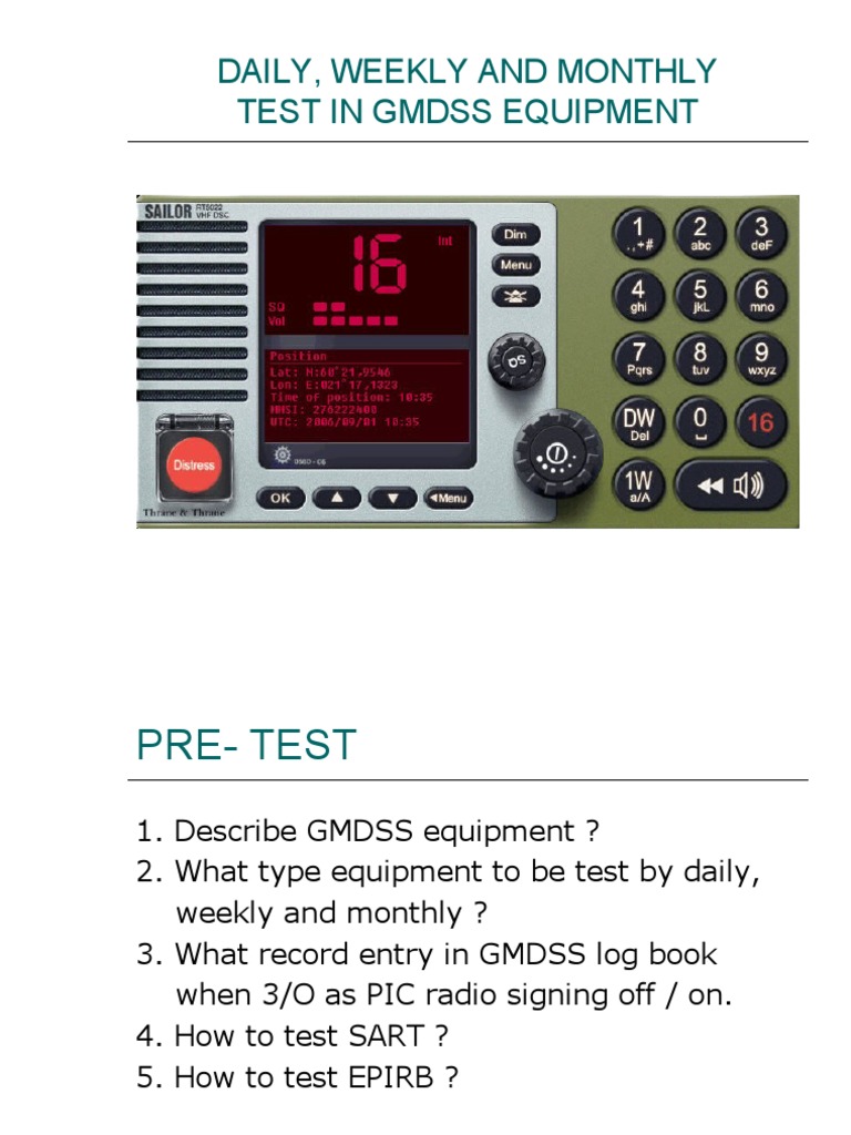 Daily, Weekly and Monthly Test in Gmdss Equipment PDF