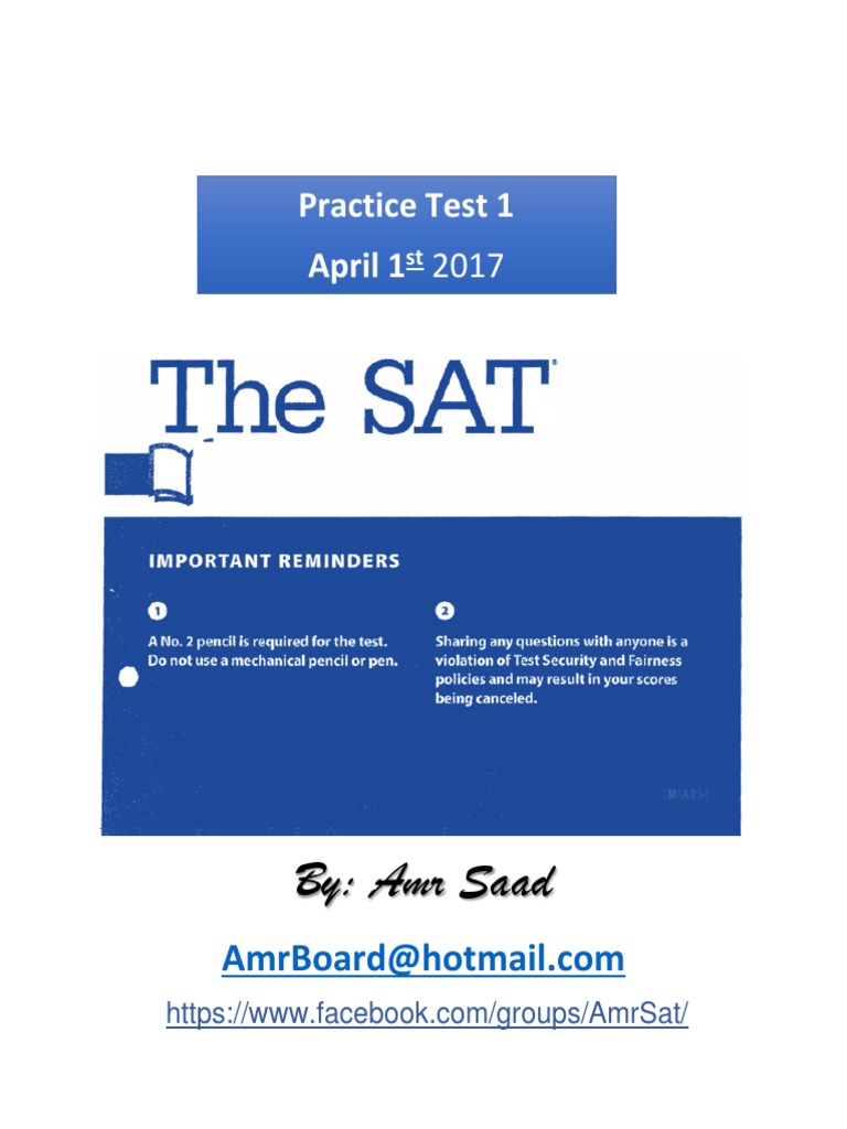 Sat-Math-Practice-Tests-Amrboard-3 | PDF | Mathematics