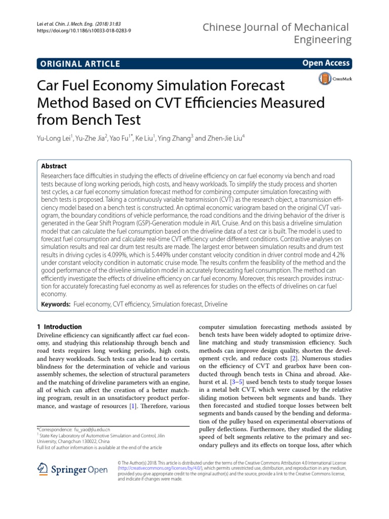 Car Fuel Economy Simulation Forecast Method Based On CVT Efficiences