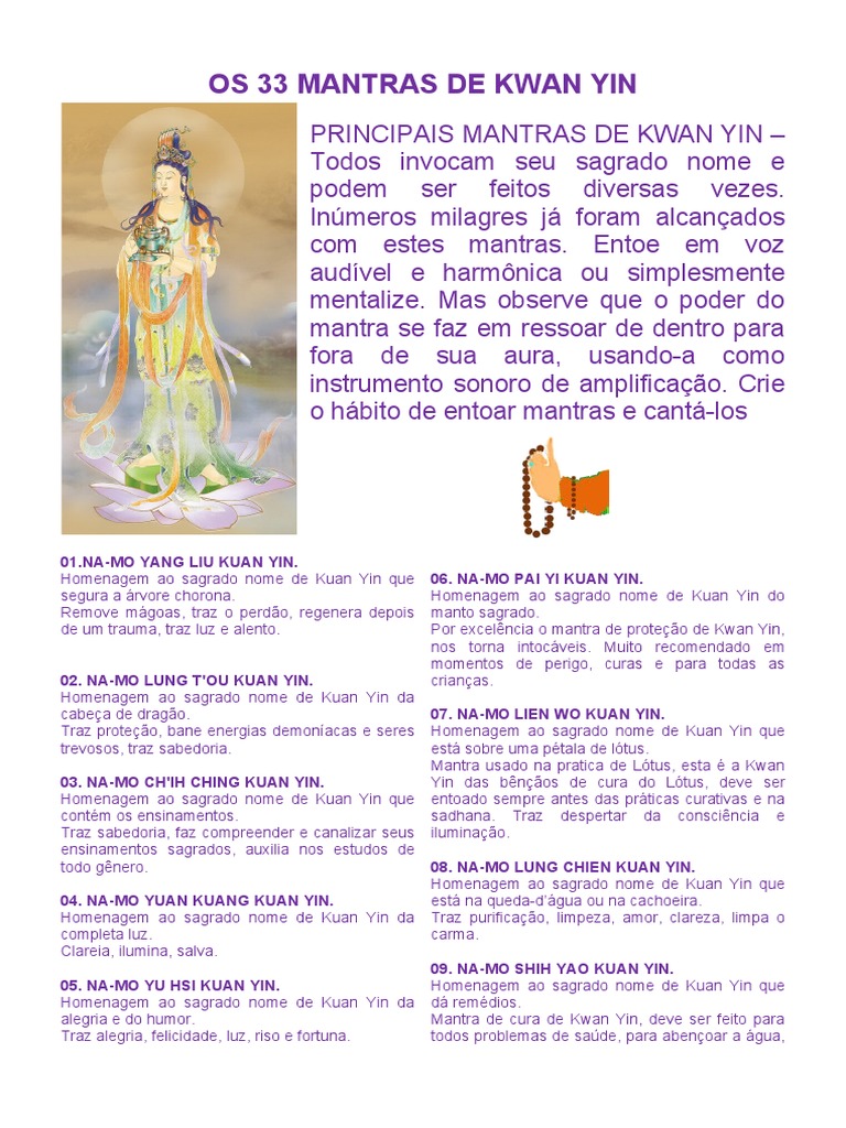 Kwan Yin - Os 33 Mantras | PDF | Yin e Yang | Oração