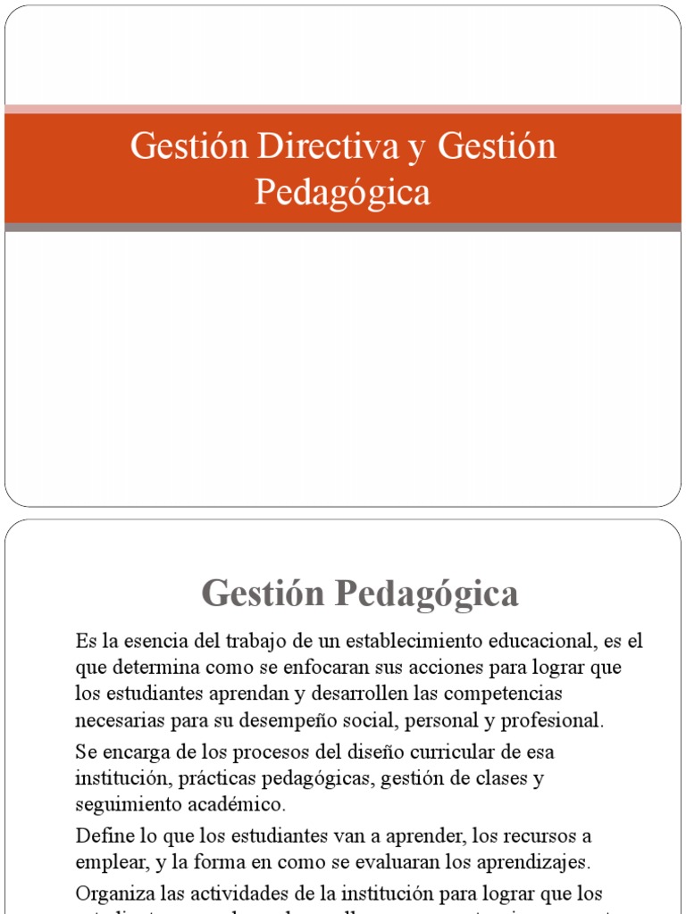 Gestión Directiva y Gestión Pedagógica | PDF | Aprendizaje | Pedagogía