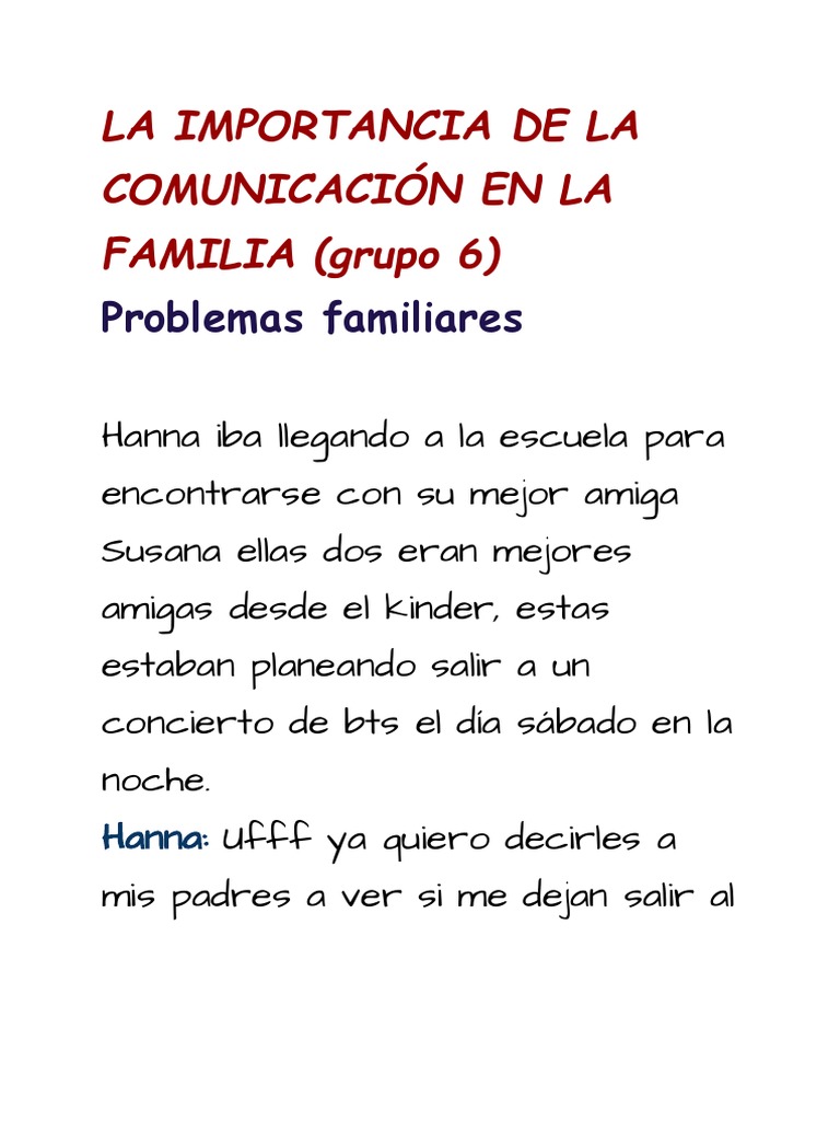 La Importancia de La Comunicación en La Familia (Grupo 6) | PDF ...
