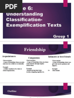 Understanding Classification-Exemplification Texts: Group 1