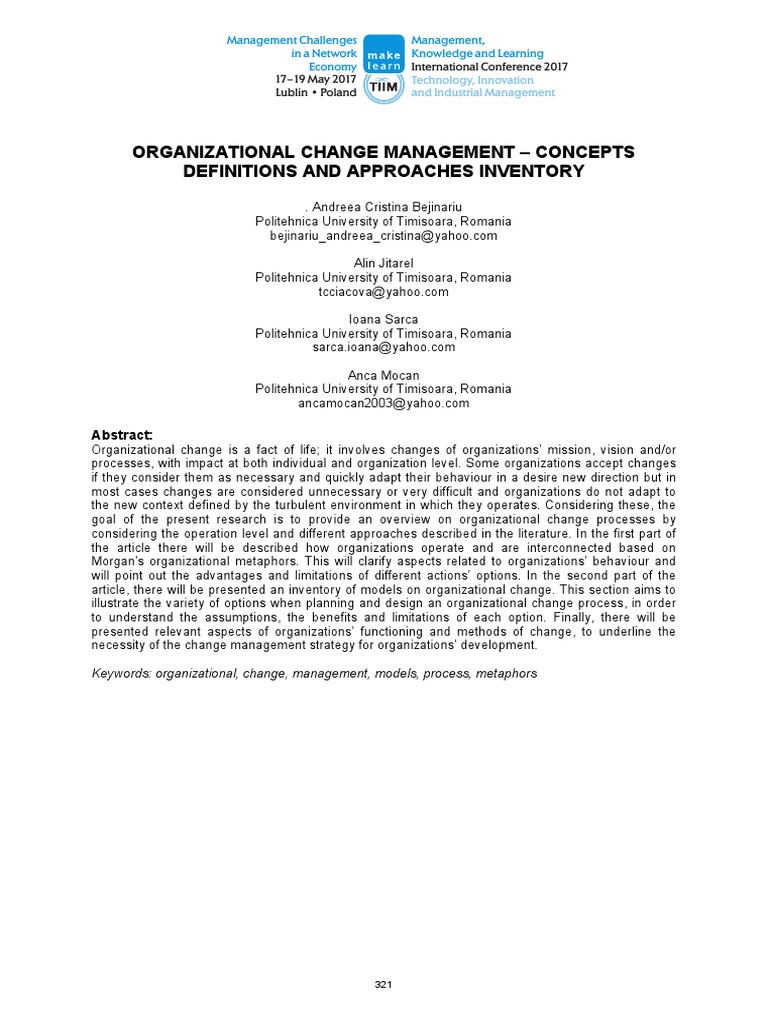 Concepts of Organizational Change Management | PDF | Change Management ...