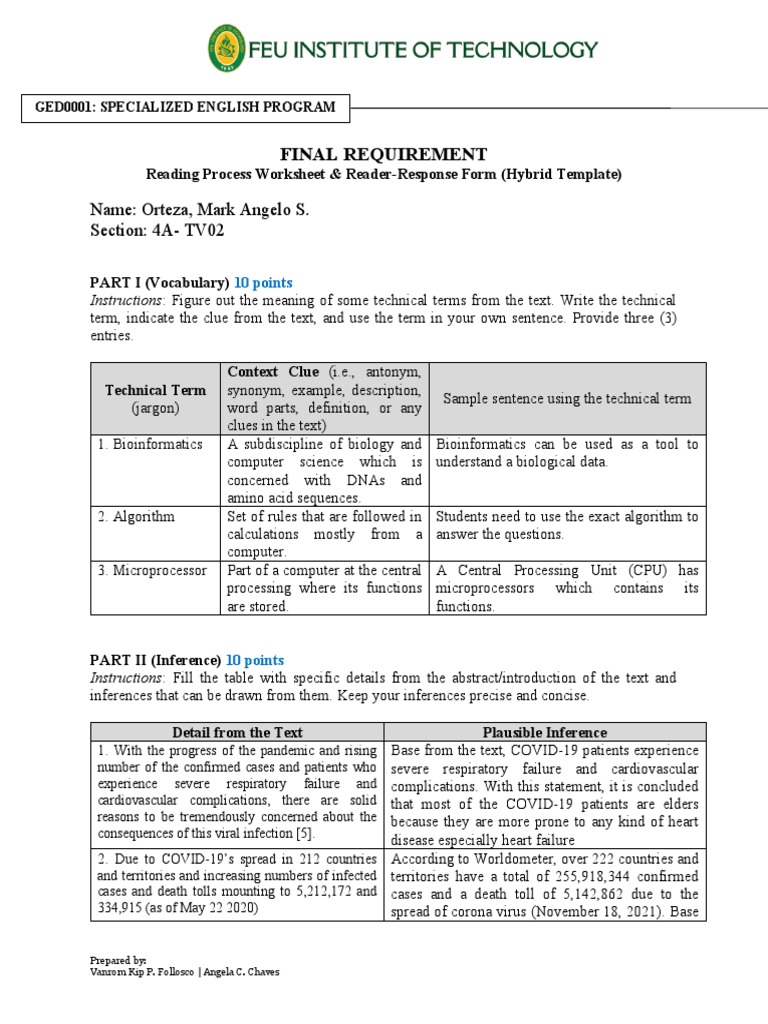 GED0001 Final Requirement Template | PDF | Jargon | Bioinformatics