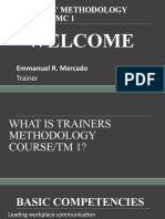 Trainers' Methodology Course TMC 1: Welcome
