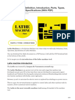 Lathe Machine: Definition, Introduction, Parts, Types, Operations, and Specifications (With PDF