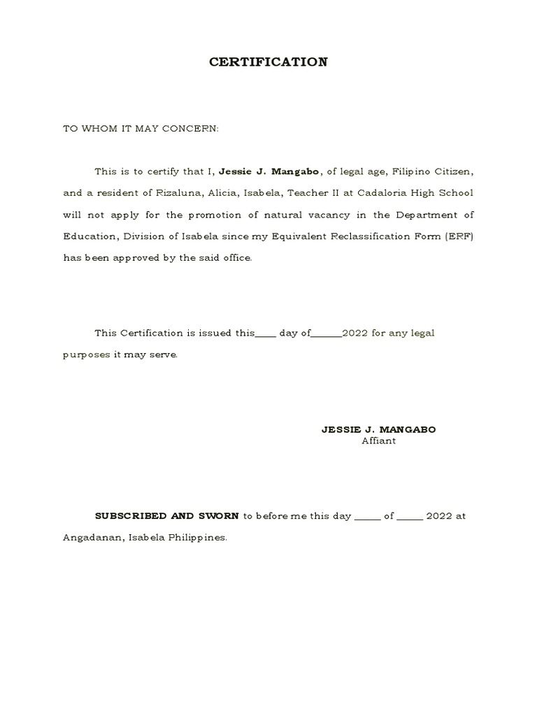 Certification of Non-Promotion by Teacher | PDF