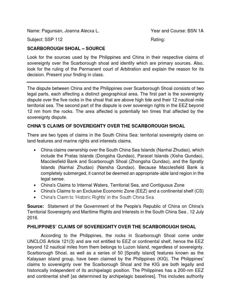 Scarborough Shoal Source PDF Territorial Waters Exclusive