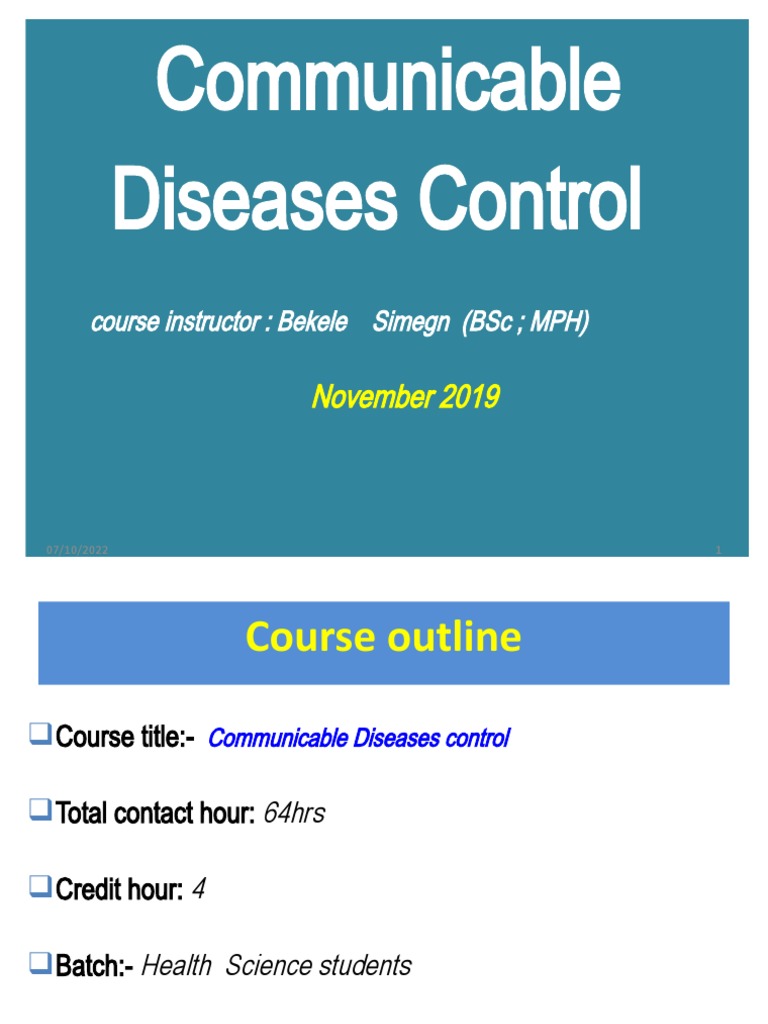 Communicable Diseases Control Course Outline | PDF | Infection | Vaccines