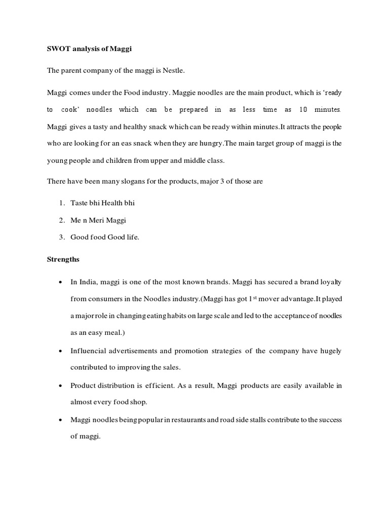 Maggi SWOT analysis | PDF | Brand | Demand