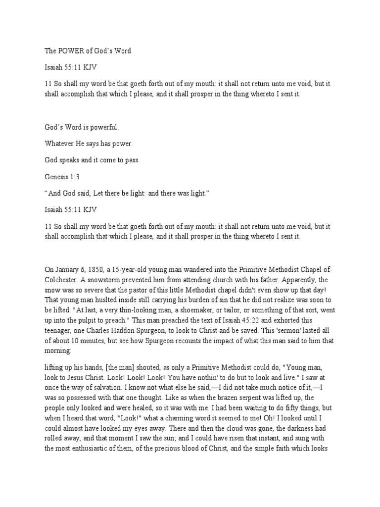 The POWER of God's Word | PDF | Sermon | God