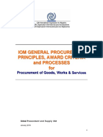 Iom General Principles, Award Criteria And: Procurement of Goods, Works &