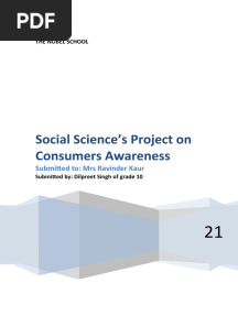 Social Science's Project On Consumers Awareness: Submitted To: Mrs Ravinder Kaur