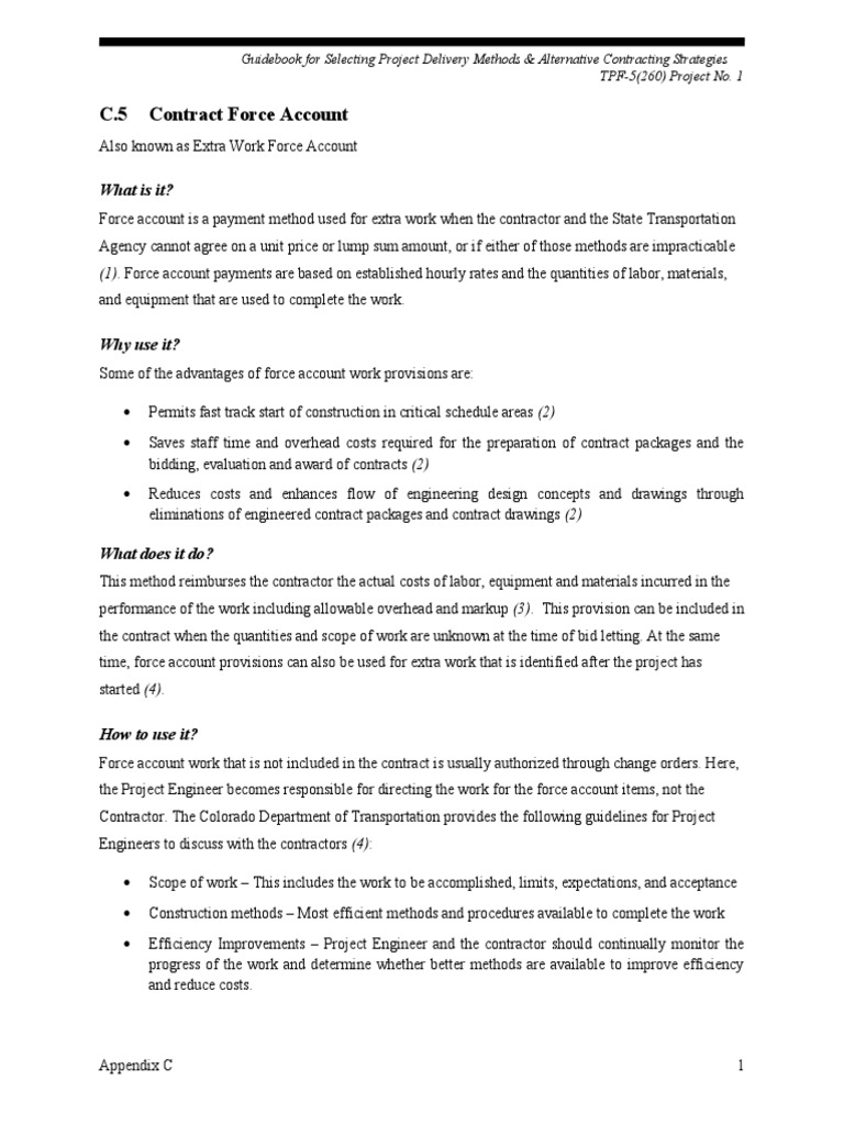 C.5 Contract Force Account (June 2014) PDF Employment Labour