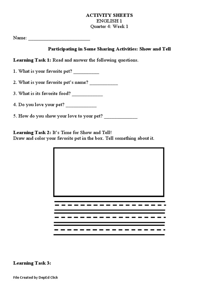 English 1 Activity Sheet Q4 W1 | PDF | Language Arts & Discipline