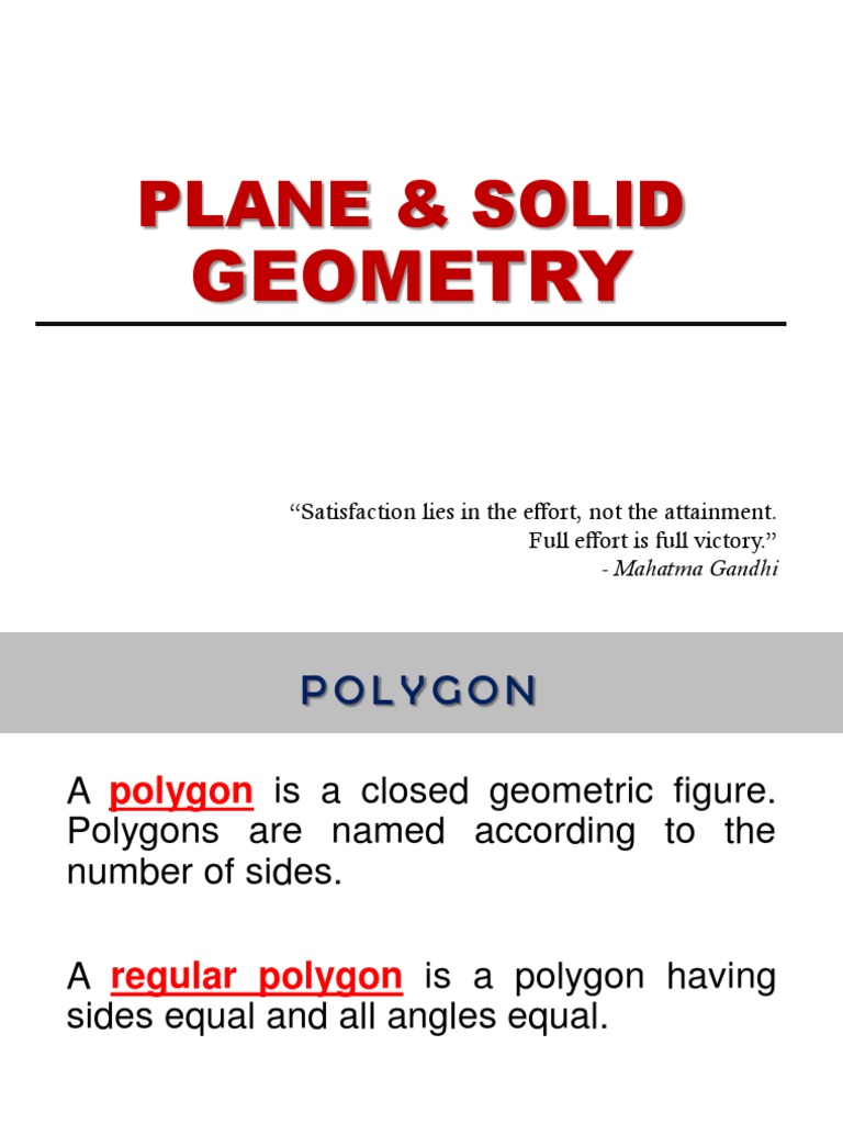 Plane and Solid Geometry Overview | PDF | Area | Polygon