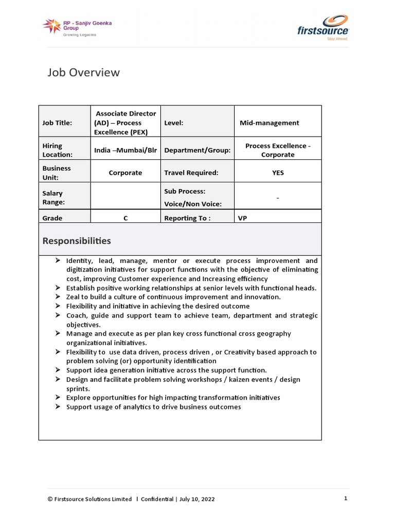 JD AD Process Excellence Collections PDF Analytics Project