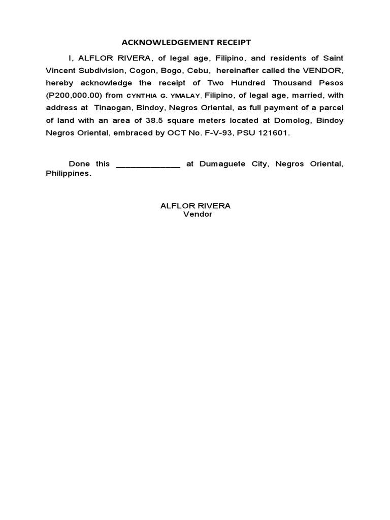Acknowledgement Receipt Alflor | PDF | Technology & Engineering