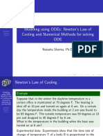 Modeling Using Odes: Newton'S Law of Cooling and Numerical Methods For Solving Ode