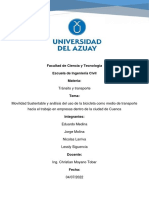 Movilidad Urbana Sustentable y Analisis Del Uso de La Bicicleta en Empresas