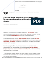Justificativa de Bolsonaro para Presença de Queiroz em Imóvel de Advogado Surpreende Aliados - Blog Do Gerson Camarotti - G1