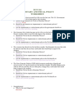 ECO 211 Monetary and Fiscal Policy Worksheet