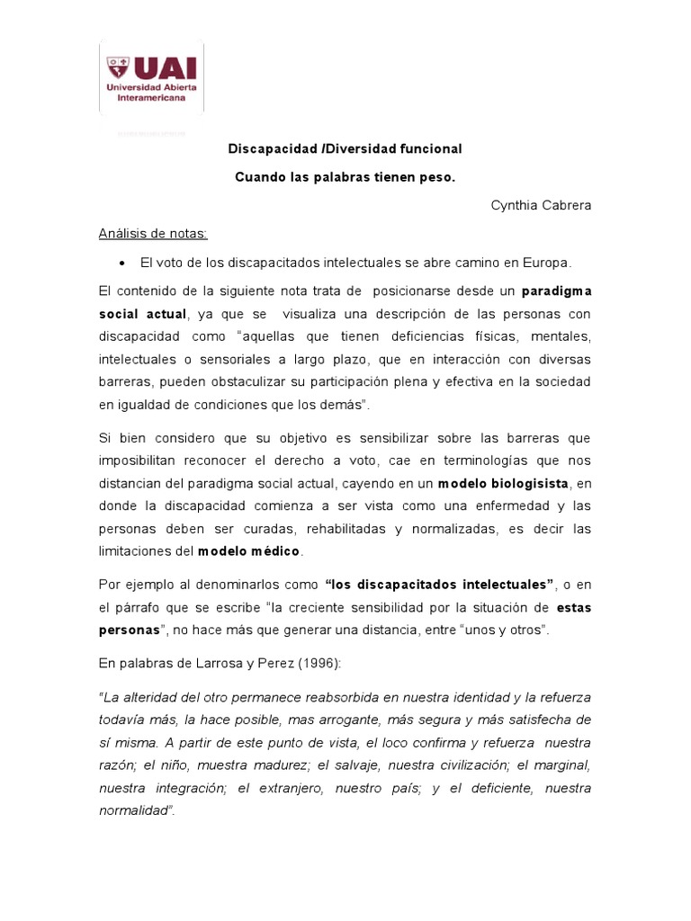 Inclusión y derechos de personas con discapacidad | PDF | Invalidez ...