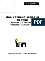 Oral Communication in Context: Quarter 1 - Module 2: Communication Models