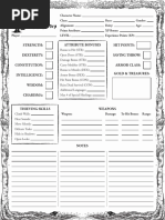 Swords Wizardry 3rd Print Character Sheets