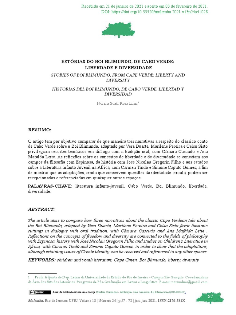 Estórias Do Boi Blimundo, de Cabo Verde: Liberdade e Diversidade | PDF ...