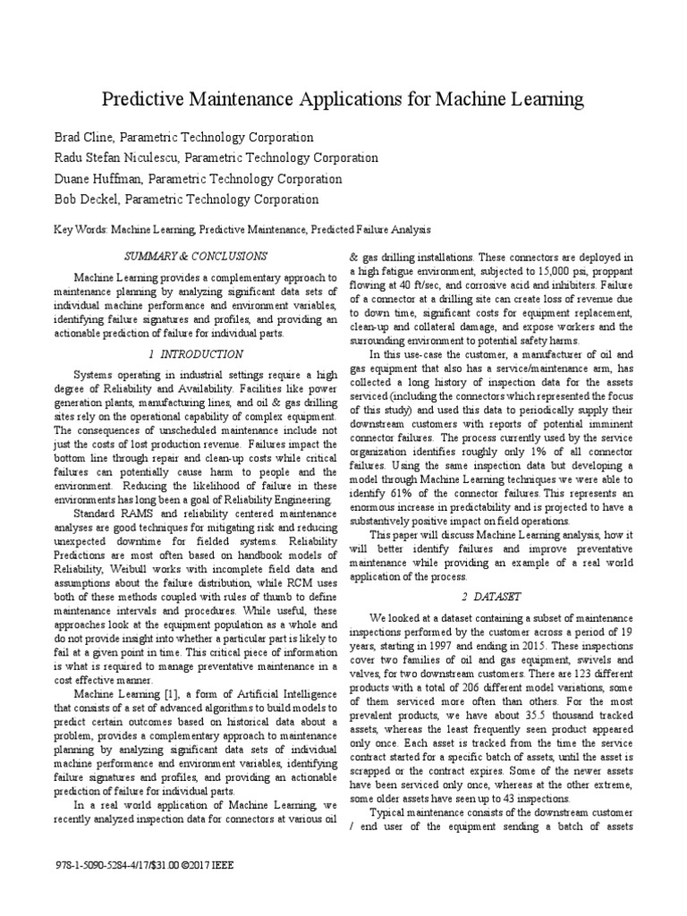 04 Machine Learning Maintenance Predictive Cline2017 | PDF ...