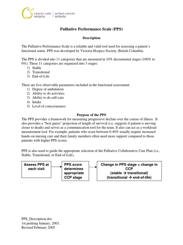 Palliative Performance Scale (PPS) : Description | Download Free PDF ...