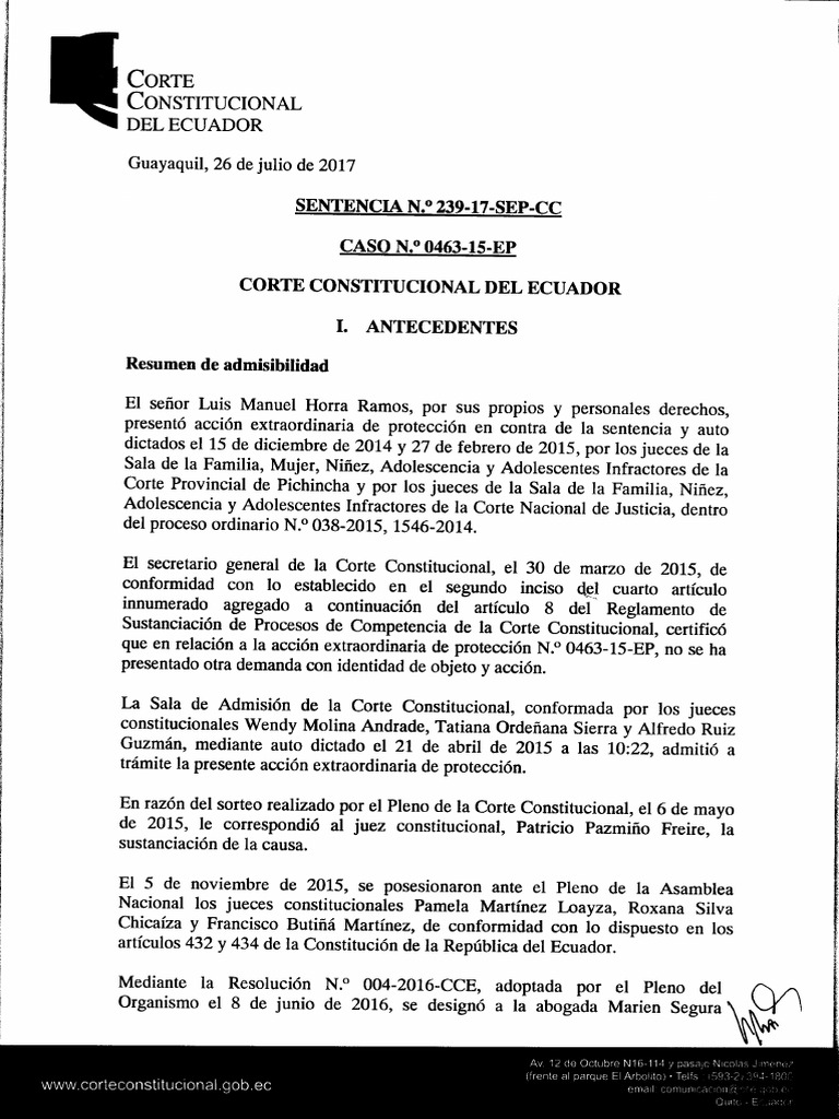 Sentencia No. 239 17 SEP CC | PDF | Debido al proceso | Sentencia (ley)