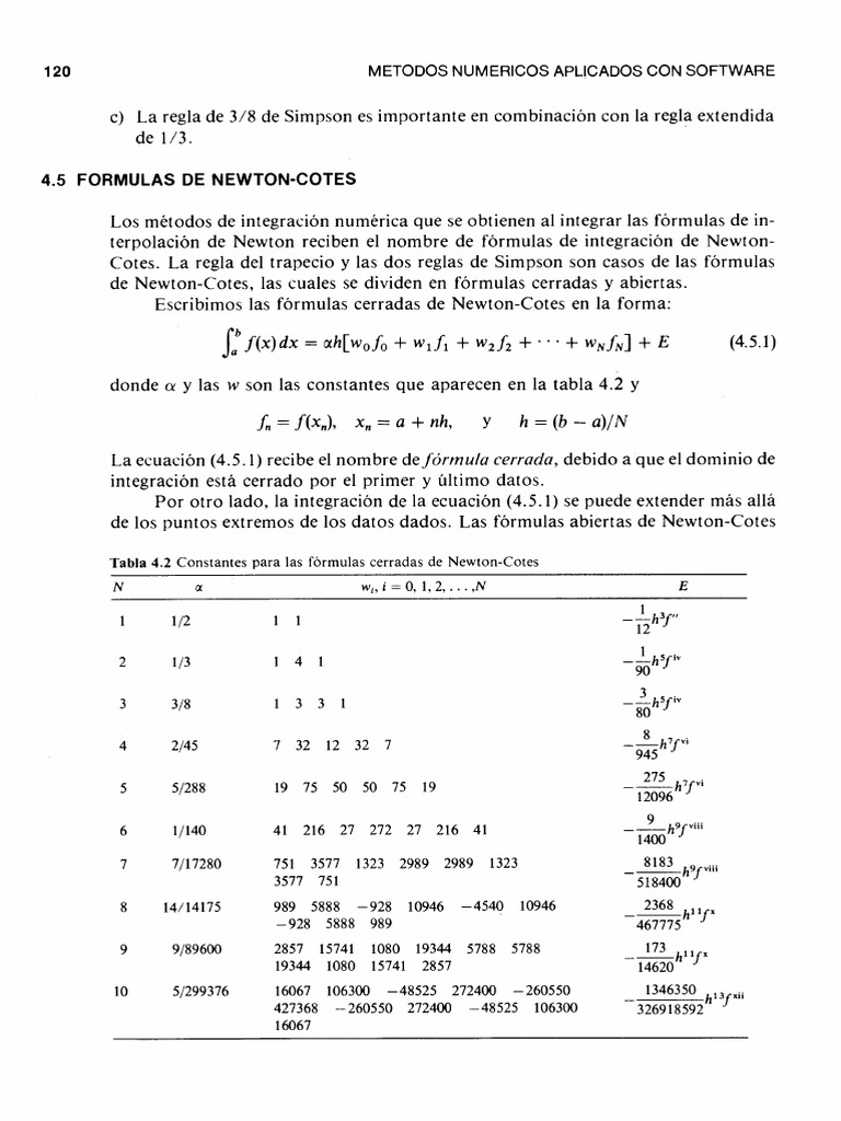 Formulas de NewtonCotes PDF Objetos matemáticos Análisis matemático