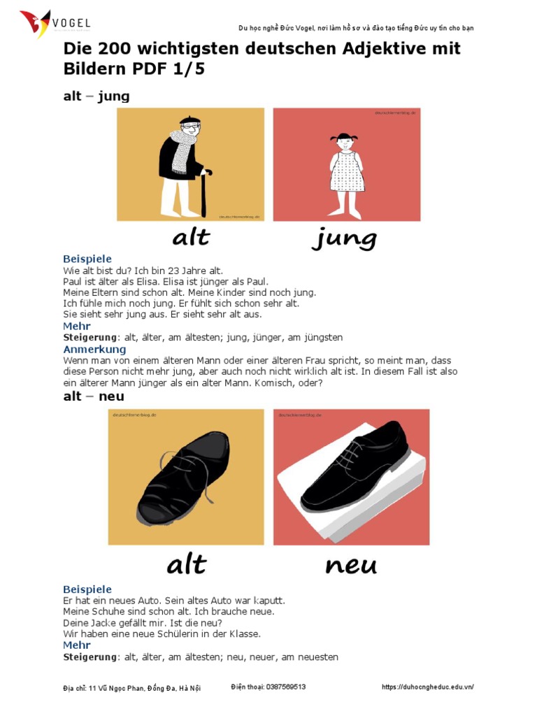Die 200 Wichtigsten Deutschen Adjektive Mit Bildern PDF 1 | PDF