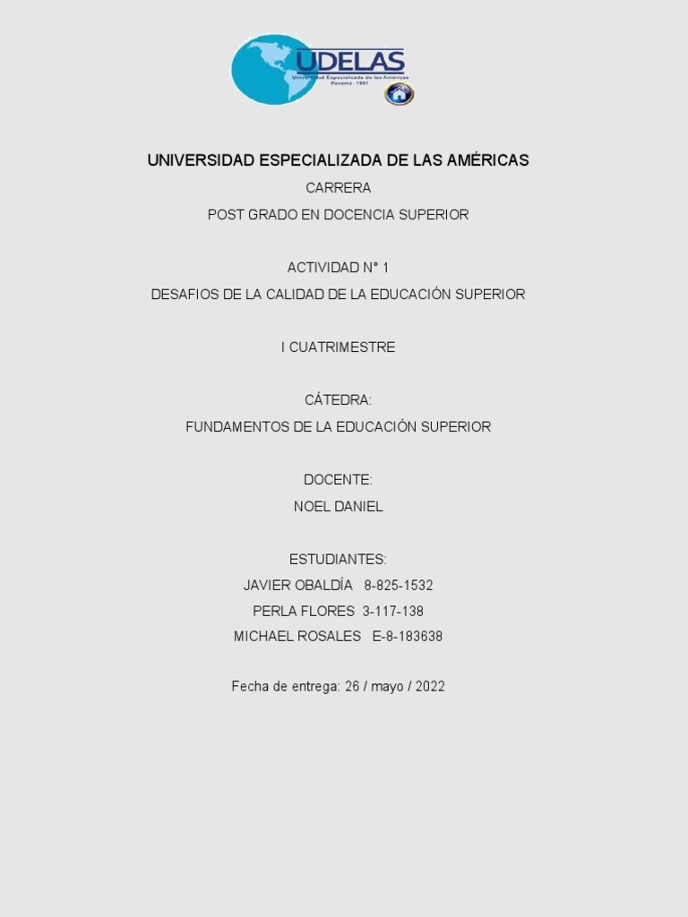 Desafíos de la Calidad en Educación Superior | PDF | Educación más alta ...