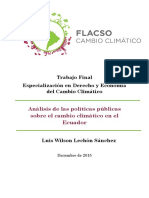 Luis Sanchez Lechon Analisis de Las Politicas Publicas Sobre El Cambio Climatico en El Ecuador