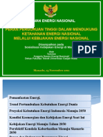 DEWAN ENERGI NASIONAL Materi Sosialisasi Manado - 23 November 2012